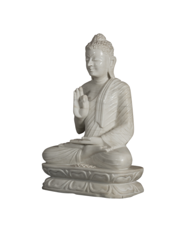 Buddha en marbre blanc "Vitarka Mudra"