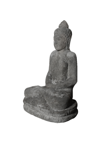 Tête de Buddha ancien en pierre volcanique