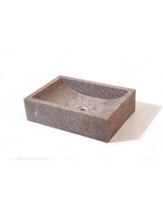 Rectangular washbasin in Indonesian grey marble
