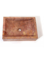 Rectangular basin in Indonesian pink marble