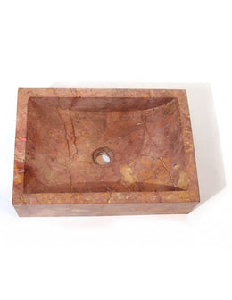 Rectangular basin in Indonesian pink marble