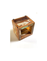 Small recycled wood wall cube