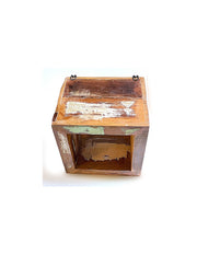 Small recycled wood wall cube