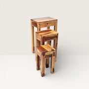 Set of nesting tables in recycled sheesham wood