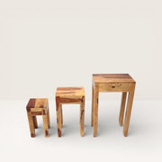 Set of nesting tables in recycled sheesham wood