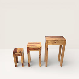 Set of nesting tables in recycled sheesham wood