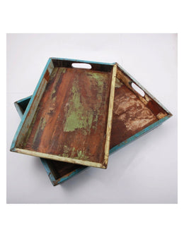 Set 2Recycled wood tray-Large-Small