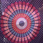 Pink and Purple Mandala Bedspread - Bohemian Feminine Peacock Design