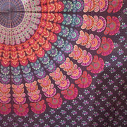 Pink and Purple Mandala Bedspread - Bohemian Feminine Peacock Design