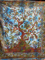 Tree of Life Turquoise Bedspread