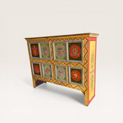 Console bois peint symboles bouddhistes - Tibet