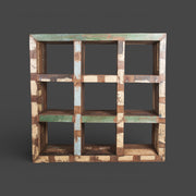 Étagère bibliothèque modulaire bois recyclé