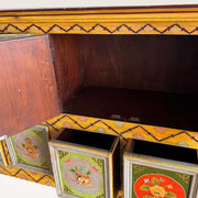 Console bois peint symboles bouddhistes - Tibet