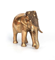 Bronze elephant figurine with trunk down
