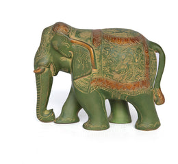 Bronze statuette of a green elephant