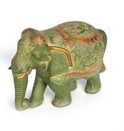 Bronze statuette of a green elephant