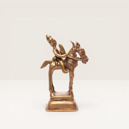 Statuette Protecteur à Cheval avec Enfant en Bronze