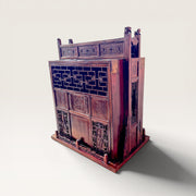 Malle de voyage chinoise sculptée laquée - pièce unique