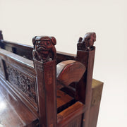 Malle de voyage chinoise sculptée laquée - pièce unique