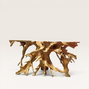 Console racine de teck - pièce unique