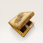 Brown Pink Carved Wooden Box