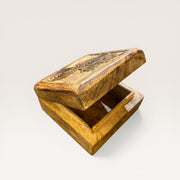 Brown Pink Carved Wooden Box