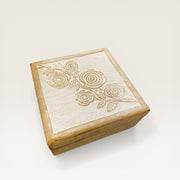 White Rose Carved Wooden Box