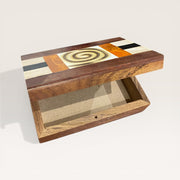 Holzschachtel mit Intarsien Spirale
