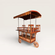 Teak Trolley with Cover - Artisanal Mobile Stand