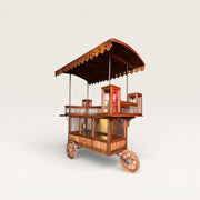 Teak Trolley with Cover - Artisanal Mobile Stand