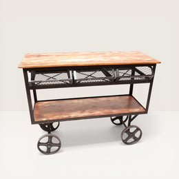 Metal buffet with wheels