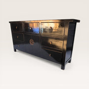 Chinese lacquered elm buffet - 7 drawers and 2 doors