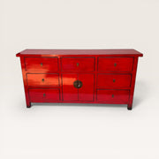 Chinese lacquered elm buffet - 7 drawers and 2 doors