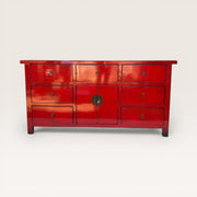 Chinese lacquered elm buffet - 7 drawers and 2 doors