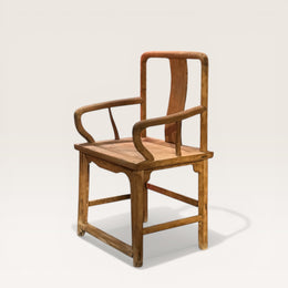 Fauteuil Ancien Chinois en Orme Massif Sablé
