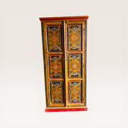 Tibetischer Schrank, bemaltes Holz – florale Medaillons 4