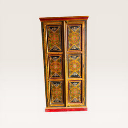 Tibetan painted wooden cabinet — Floral medallions 4
