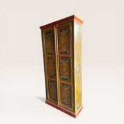 Tibetischer Schrank, bemaltes Holz – florale Medaillons 4