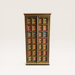 Bemalte tibetische Holzschrank – Blumenmedaillons 5