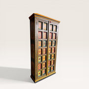 Bemalte tibetische Holzschrank – Blumenmedaillons 5