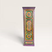 Narrow Tibetan painted wooden cabinet — Floral decor