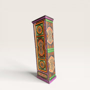 Narrow Tibetan painted wooden cabinet — Floral decor
