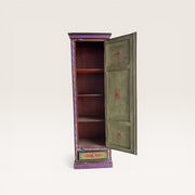 Narrow Tibetan painted wooden cabinet — Floral decor