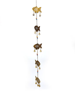 Decorative metal fish chimes - Gold bells