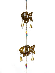 Decorative metal fish chimes - Gold bells