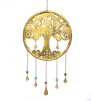Large circular tree of life wind chime -Gold