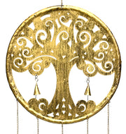 Large circular tree of life wind chime -Gold