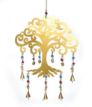 Decorative metal tree of life wind chimes - Gold