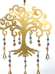 Decorative metal tree of life wind chimes - Gold