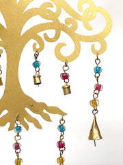 Decorative metal tree of life wind chimes - Gold
